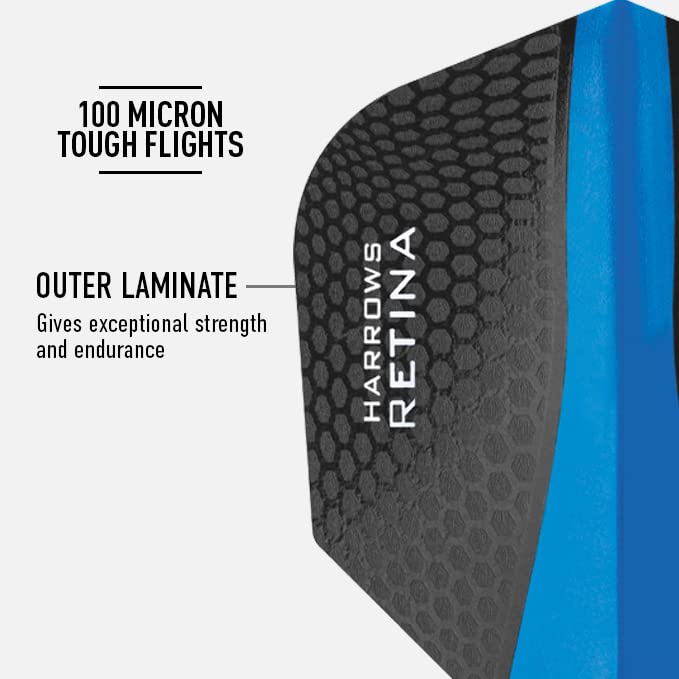 Harrows Retina Dart Flights - 5 Sets (15 Flights Total) - 100 Micron - enhanced Extra Strong - Blue