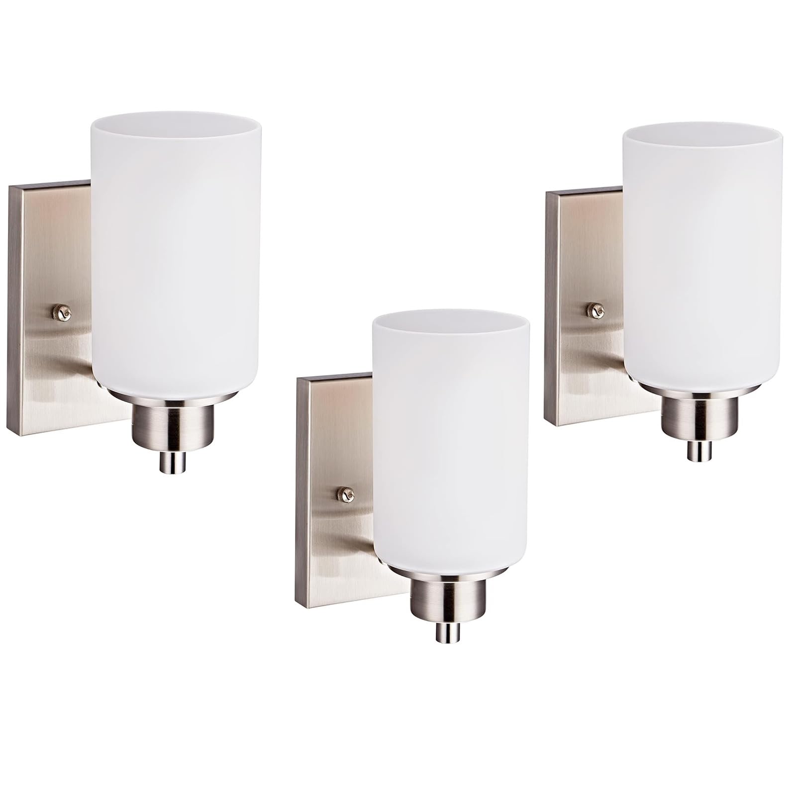 3 Pack Modern Bath Vanity Light Fixture 1-Light, Indoor Bathroom Wall Sconces For Living Room, Porch, Bedside, Brushed Nickel Fi