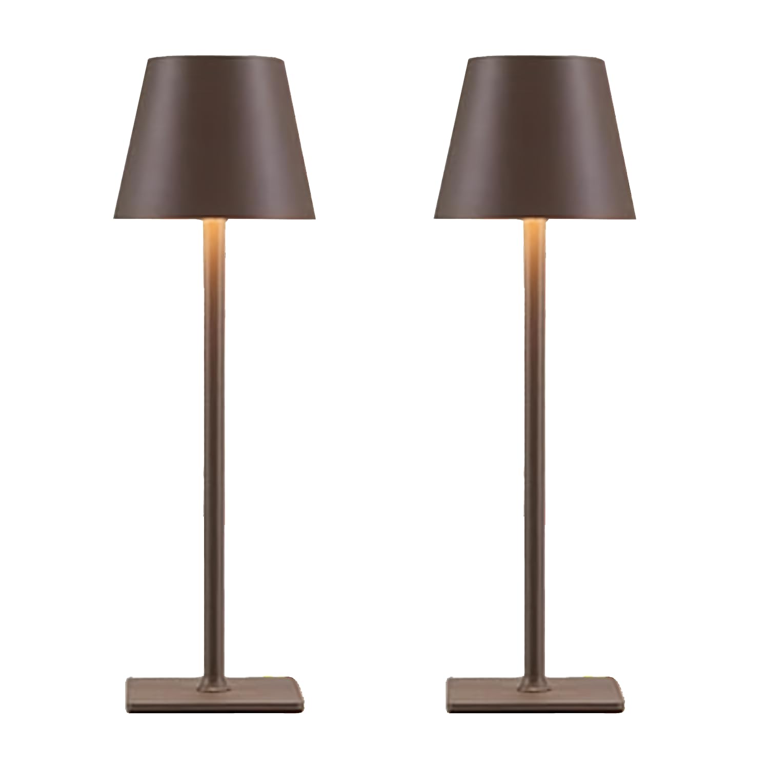 LamparaDecor Brown Cordless Table Lamps Set of 2, Vintage Rechargeable Metal Lighting for Dining, Kitchen, and Bathroom, Model Lamparadecor-CL-2PACK-Brown