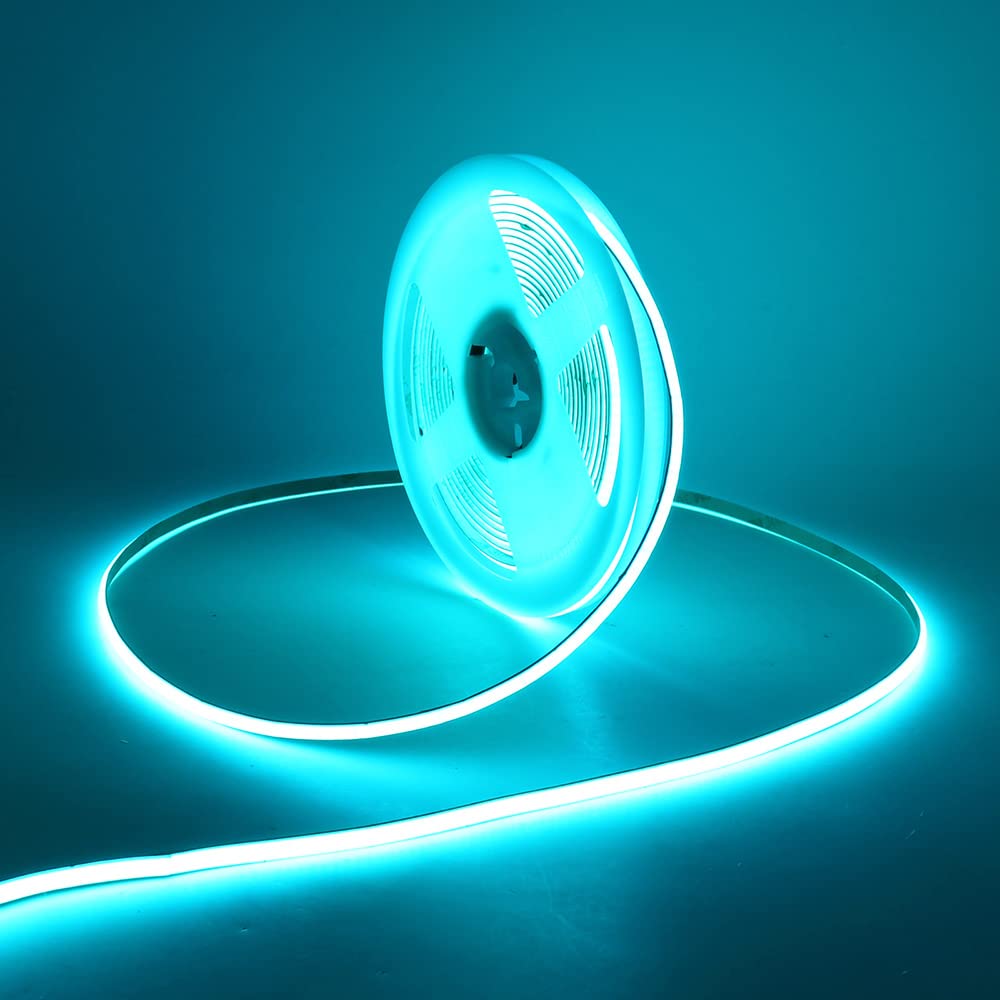 MALIIGAZA 5mm Ultra Thin COB LED Strip 24V Ice Blue Color 16.4FT, RA>90 High CRI LED Tape Light, Cuttable Flexible, IP30 for Ind