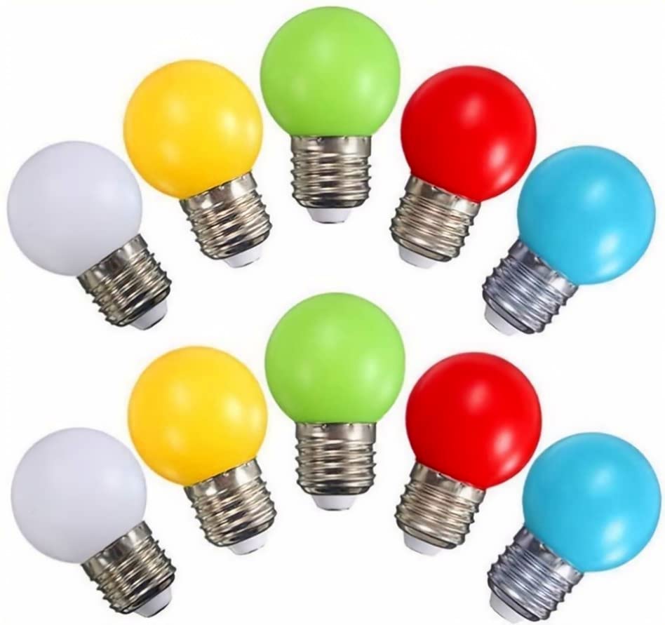 G45 Mini Led Colored Light Bulb, 1W E27 Base Multi-Colored Bulbs, White Yellow Green Red Blue For Bedroom Wedding Halloween Chri