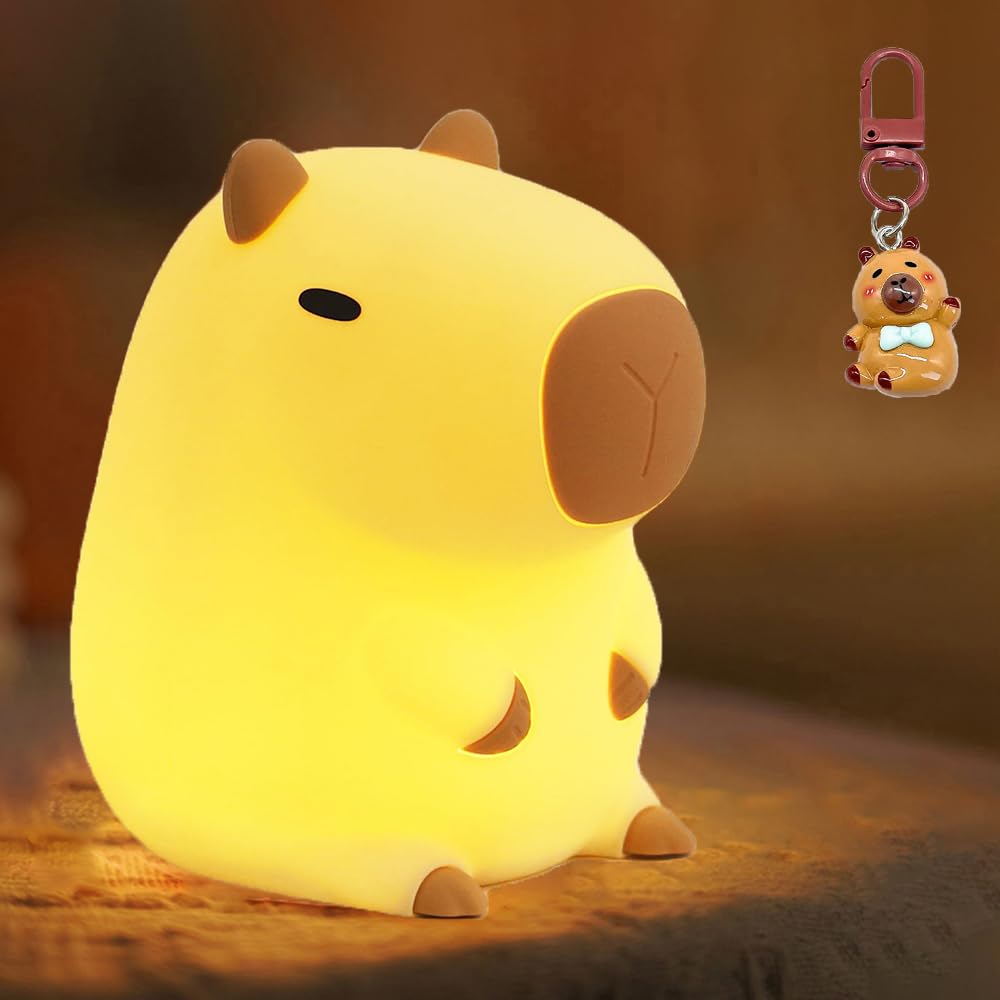 KangTen CHEN Capybara Night Light for Kids,LED Rechargeable Capybara Lamp,Silicone Baby Night Lights Kawaii Room Decor for Bedro