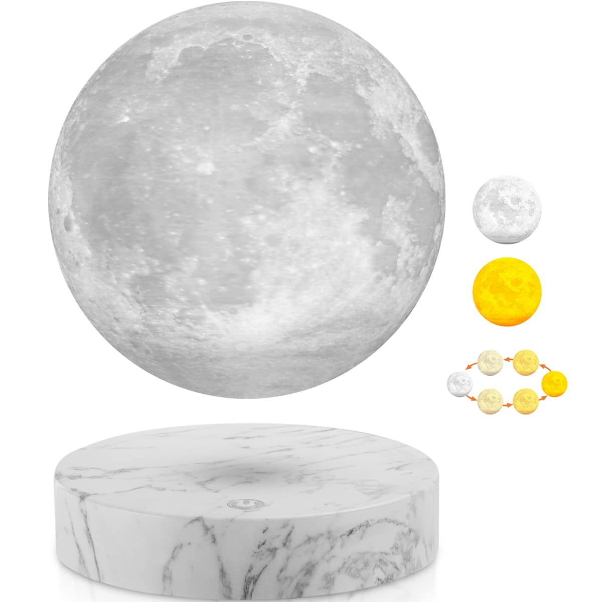 VGAzer Levitating Moon Lamp,Floating and Spinning in Air Freely with 3D Printing LED Moon Light Has 3 Colors for Unique Christma