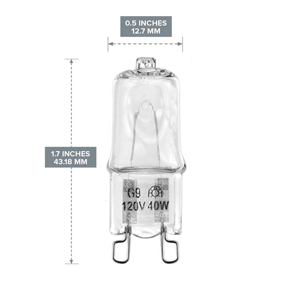 G9 Halogen Light Bulbs,120V T4 Bi-Pin 40W Xenon Small Light Bulb For Chandeliers, Spot Down Lamp, Cabinet Lights, Long Lasting L