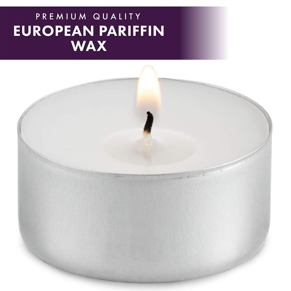 Montopack Unscented White Tealight Candles Bulk [100] | 6 Hours Of Smokeless, Dripless, Long Lasting Burning Paraffin Tea Lights | Small Votive Mini Candles For Home, Shabbat, Weddings & Emergencies