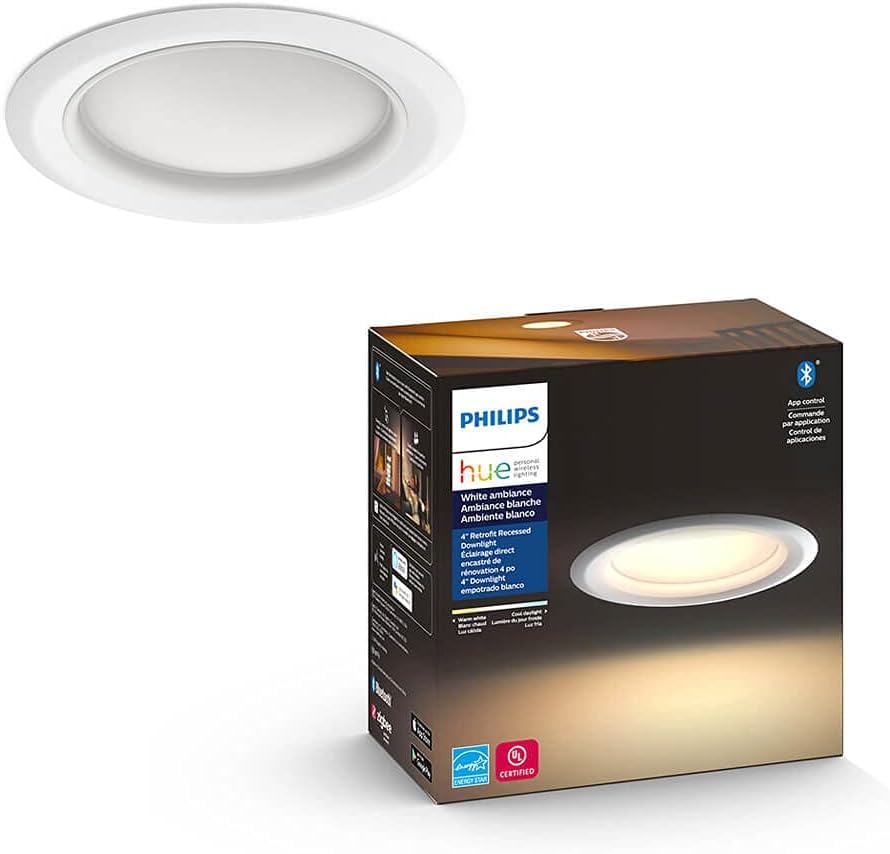 Philips Hue White Ambiance Extra Bright High Lumen Dimmable Led Smart Retrofit Recessed 4" Downlight Compatible With Amazon Alexa Apple Homekit And Google Assistant