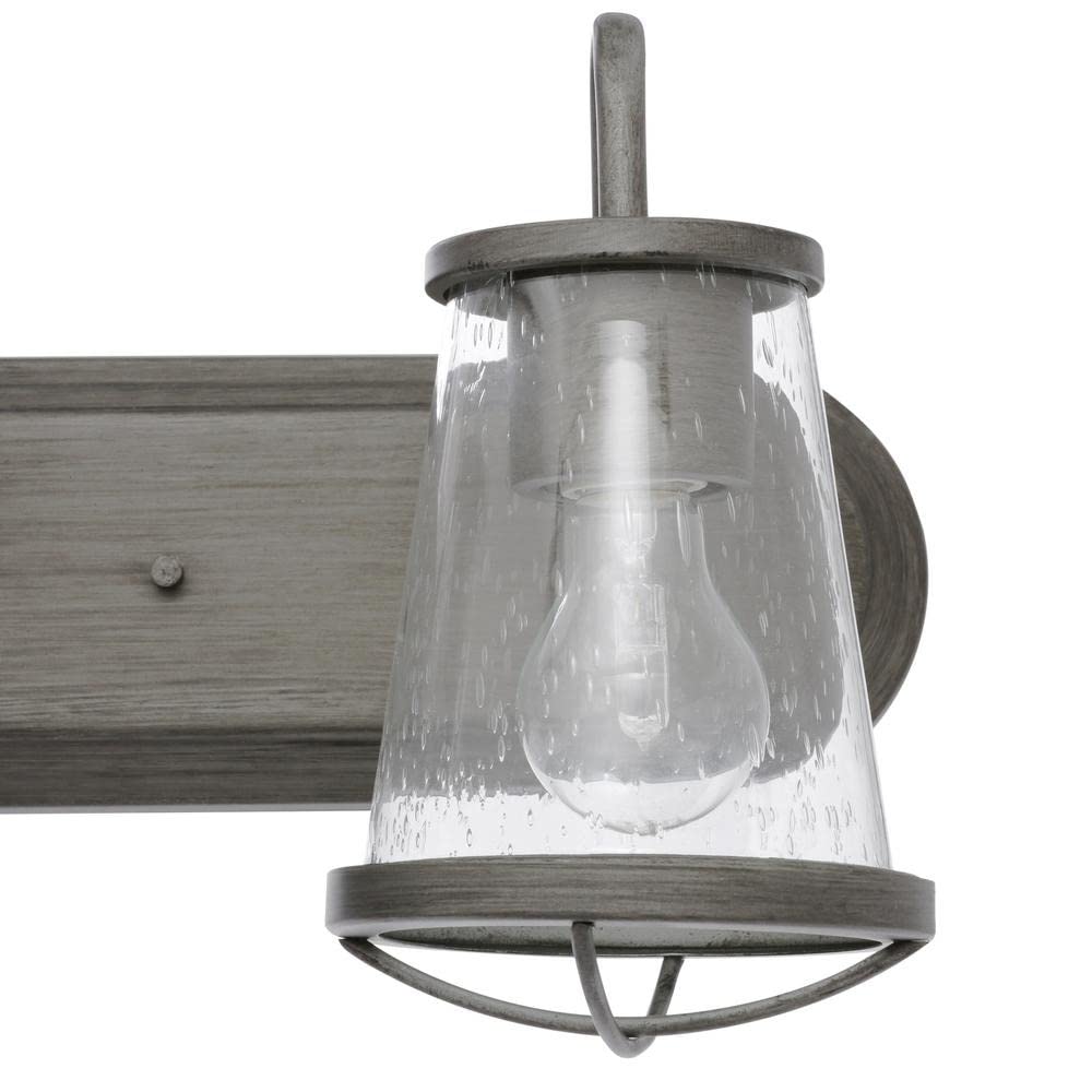 DESIGNERS FOUNTAIN 2-Light Bathroom Vanity Light Fixture, Glass, 18in, Weathered Iron, Model 87002-WI