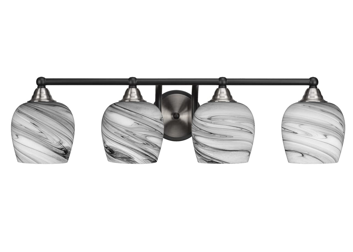 Toltec Lighting Paramount 4 Light Bath Bar In Matte Black & Brushed Nickel (3424-Mbbn-4819)