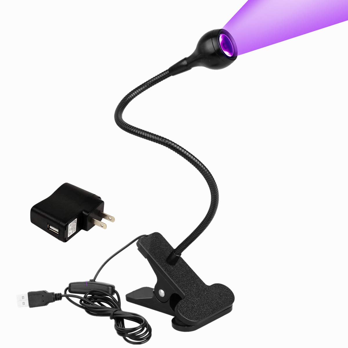 3W 395Nm Led Black Light, Flexible Gooseneck Lamp, Uv Blacklight For Satin Detection, Black Light Lamp For Blacklight Poster, Bl