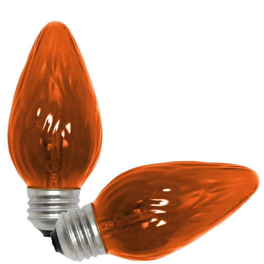 Satco 40W F/15 Amber Flame Tip Light Bulb - Copper, 2 Per Card, Model S2770
