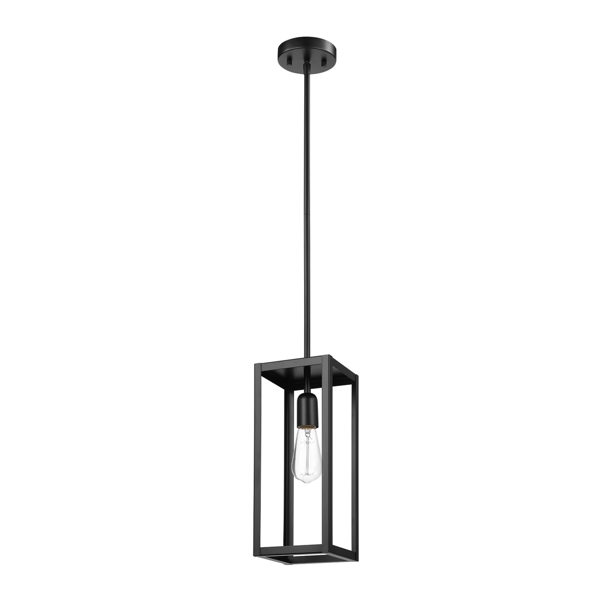 Globe-Electric 67000150 1-Light Pendant Light Fixture, Matte Black, Dining Room Fixture, Kitchen Island Lighting, Contemporary, 