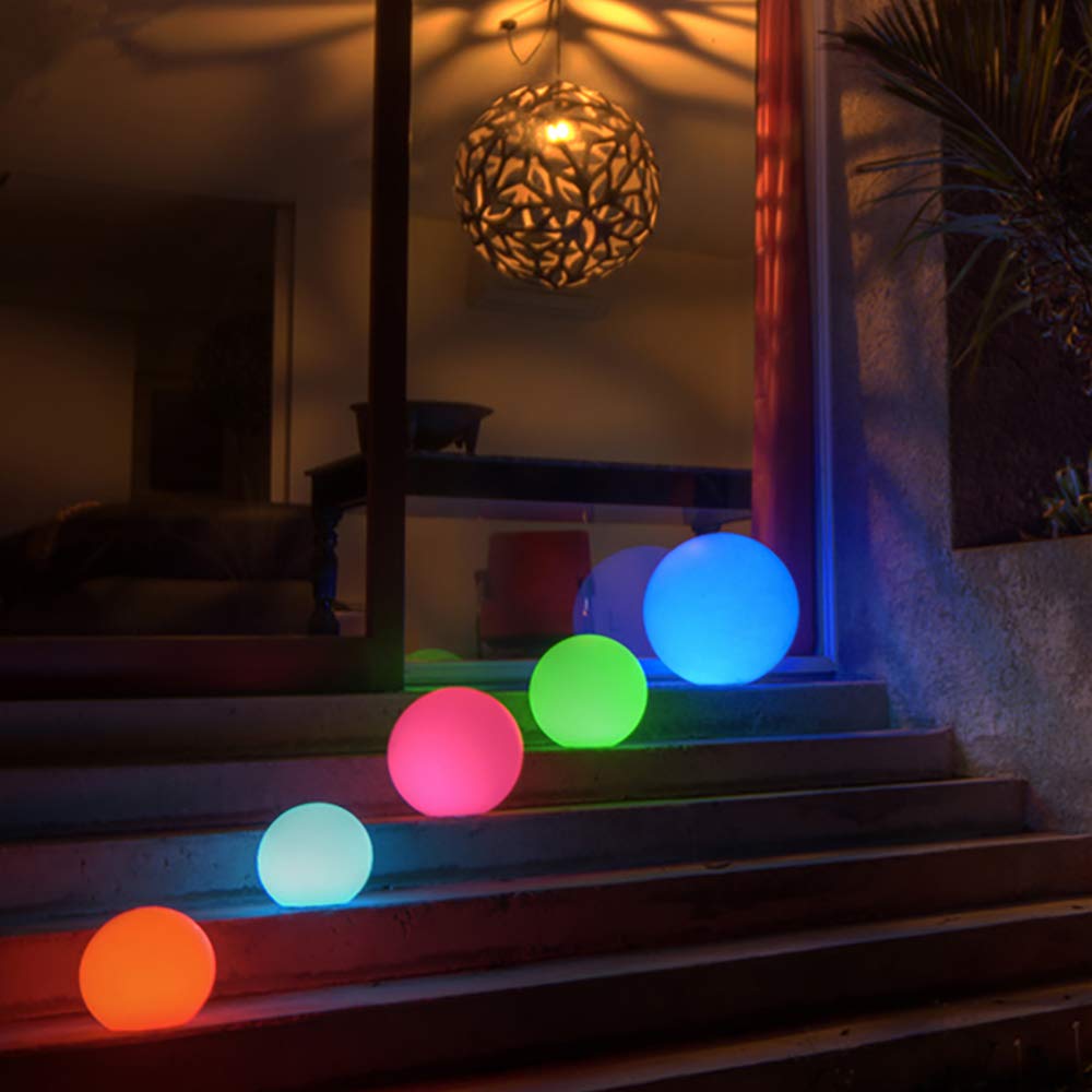 Mr.Go LED Glowing Ball Light - 8-inch RGB Mood Lamp, Waterproof, Rechargeable, 16 Colors, Model CQ-B202