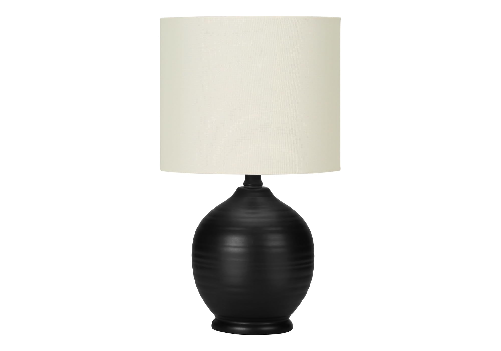 Monarch Specialties Table Lamp I 9739, Black Ceramic, Ivory/Cream Shade, 9.5inL x 9.5inW x 16.5inH