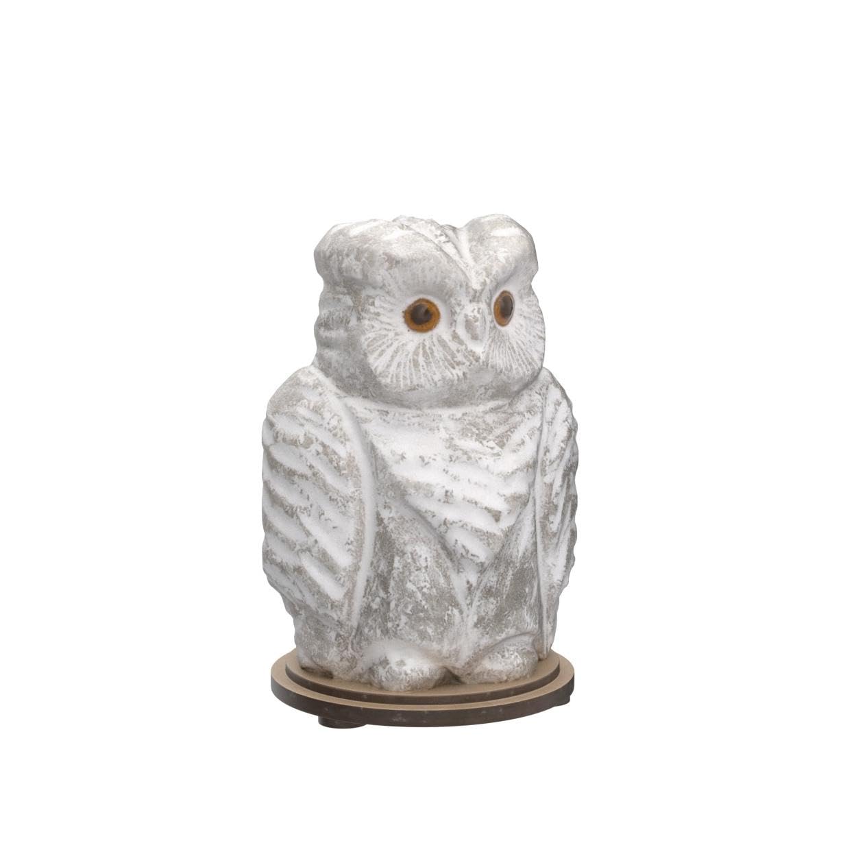 Owl Crystal Salt Lamp H 6.7   , 4.4 Lbs - Pure Natural Rock Salt - Unique Night Light Lamp - 1 Light Bulb As A Gift - Wooden Pre