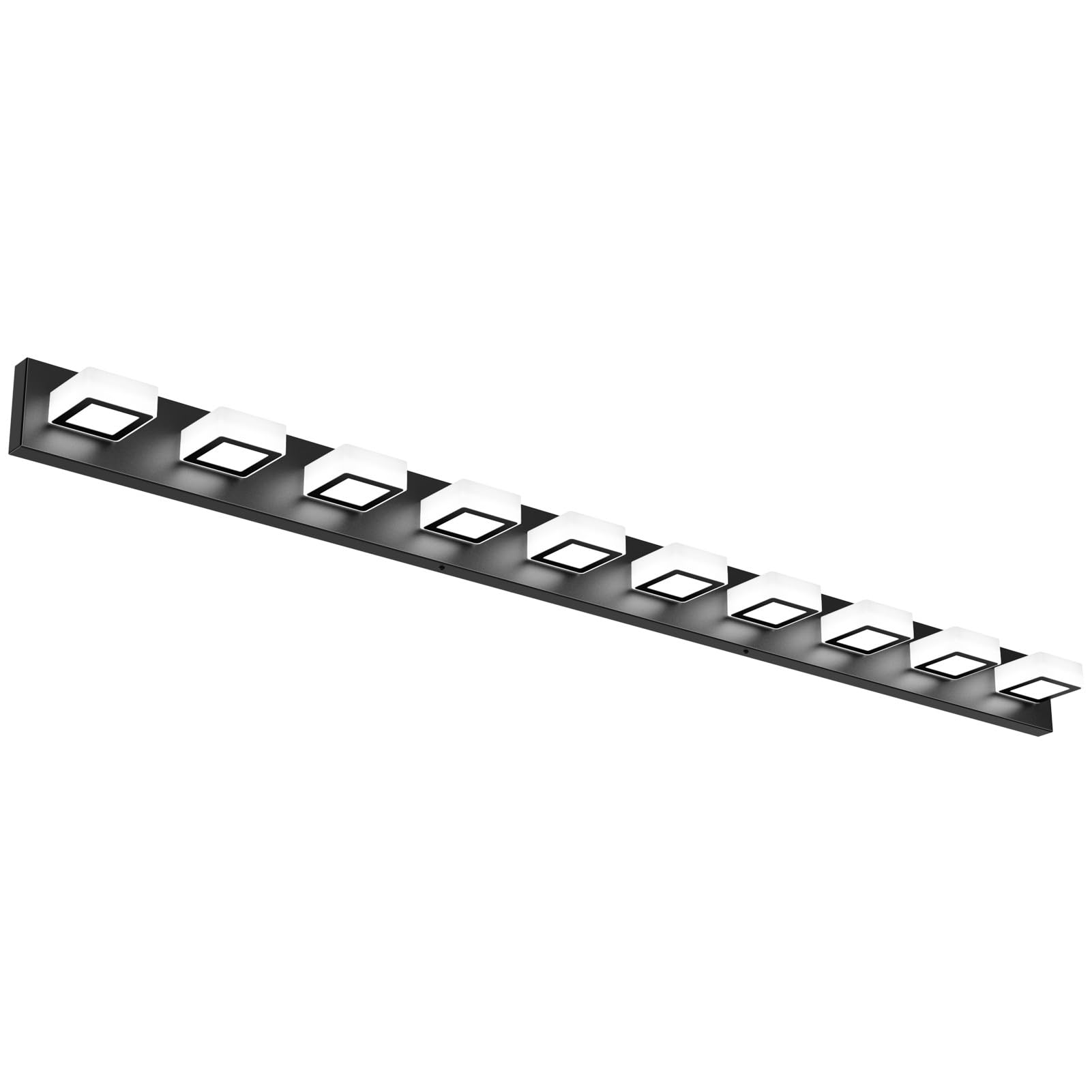 Ralbay Bathroom Vanity Lights, 66 Inch Modern LED Fixtures, Metal Acrylic, Matte Black, Model 8590, Black-White Light