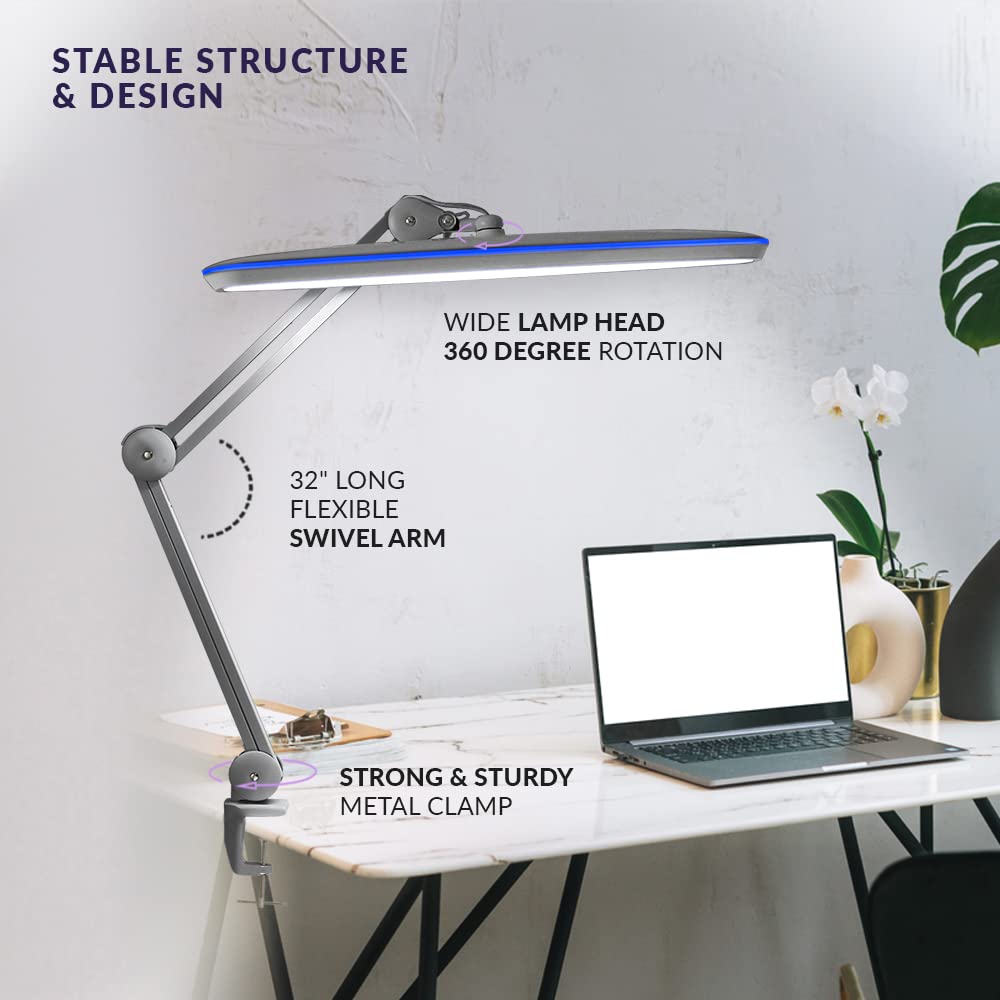 Neatfi XL LED Task Lamp 2200 Lumens 24W 23 Inches Silver Model 9503LED Dimmable Eye-Caring Glare Free