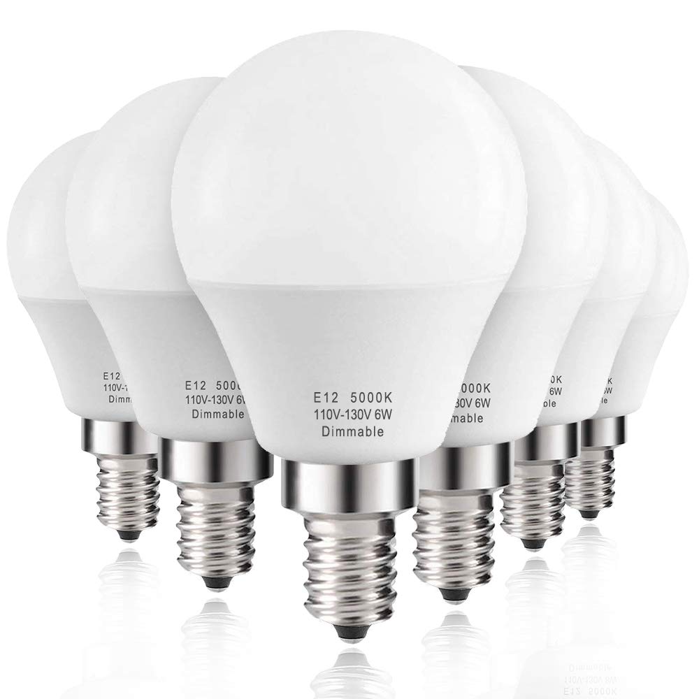 Prosperbiz E12 Dimmable Led Light Bulbs 6W (60W Equivalent), Daylight White 5000K,