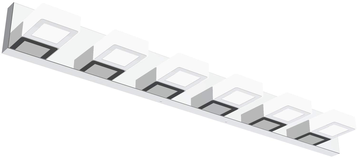 Ralbay Modern LED Bathroom Vanity Light Fixture, 6-Light, Acrylic & Stainless Steel, Chrome-Cool White, 6000K
