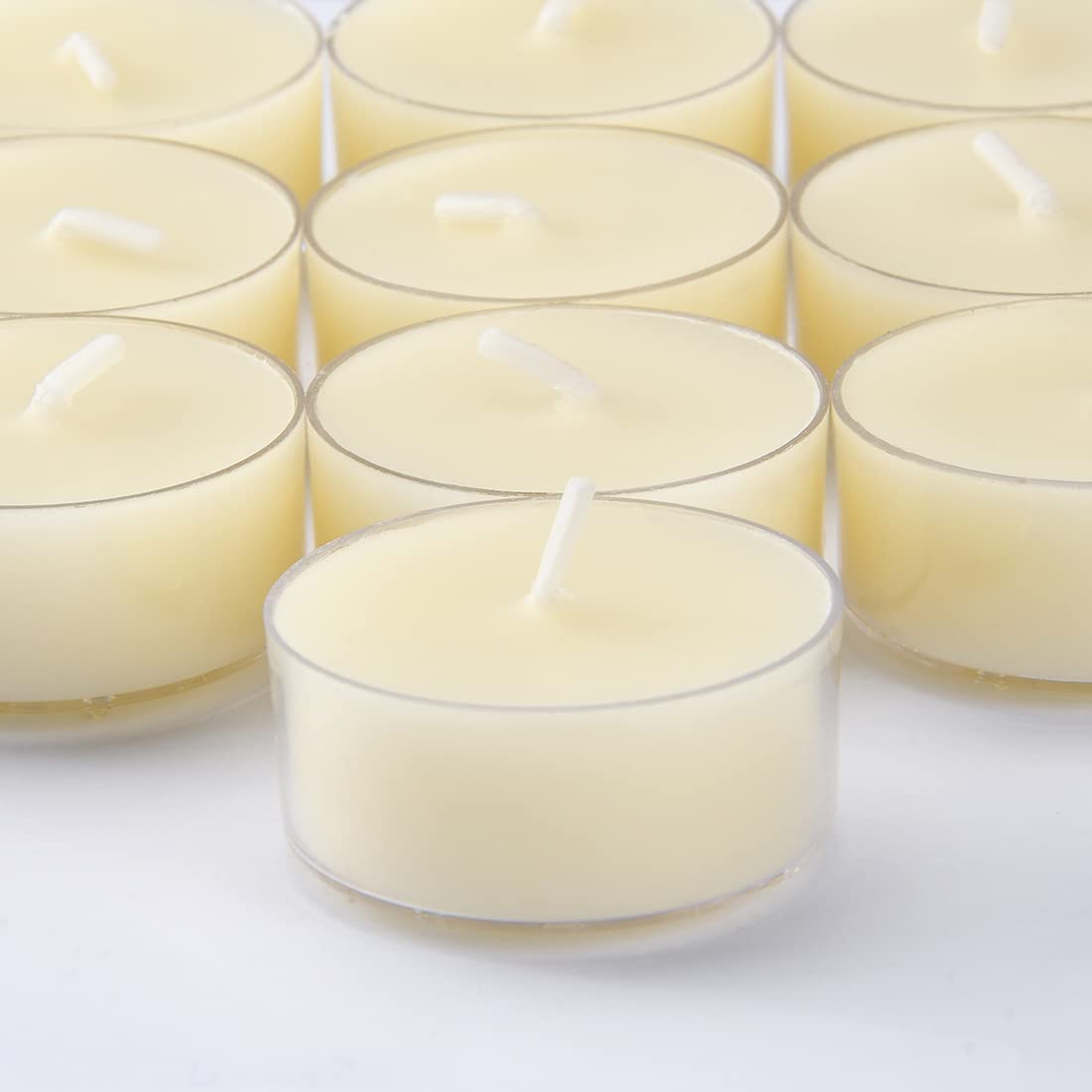 24 Pcs Natural Beeswax Tealights Candle With 3 Pcs Glass Tealight Candle Holder - Smokeless Clean Burning - White