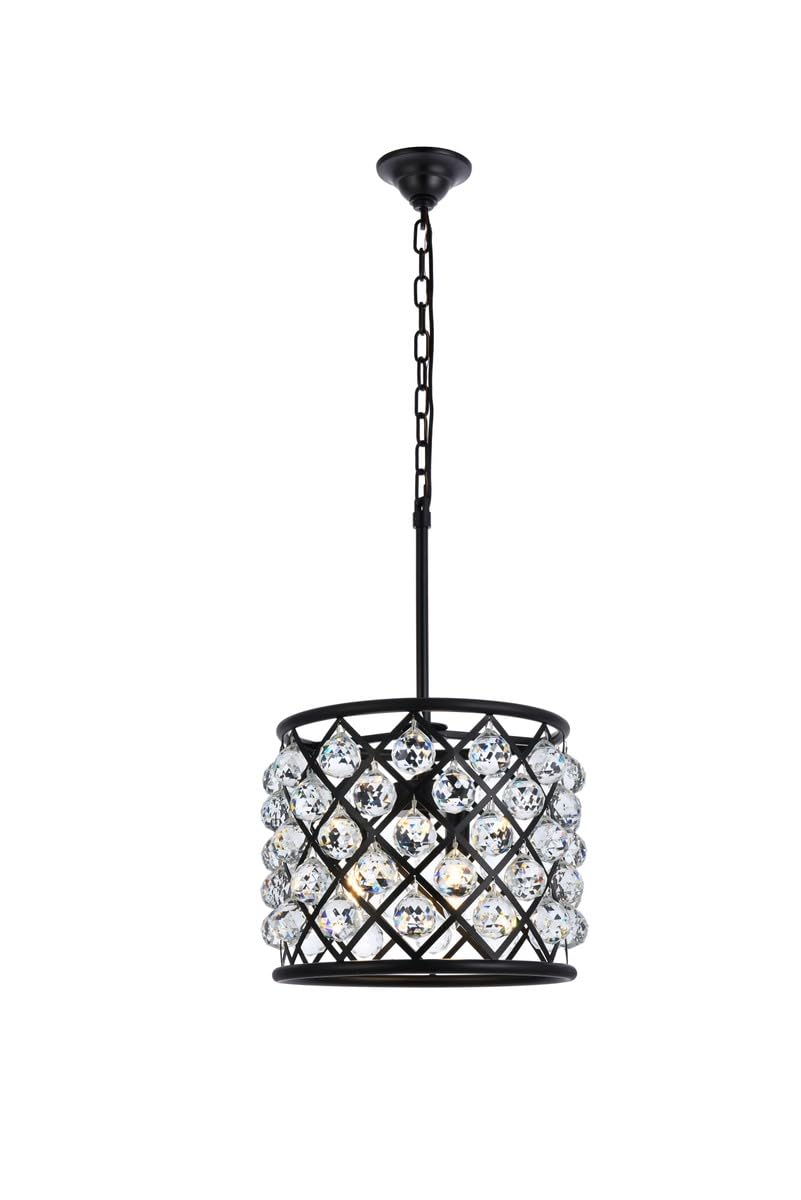 Elegant Lighting Madison Collection 4-Light Pendant Lamp With Royal Cut Crystals, Mocha Brown Finish