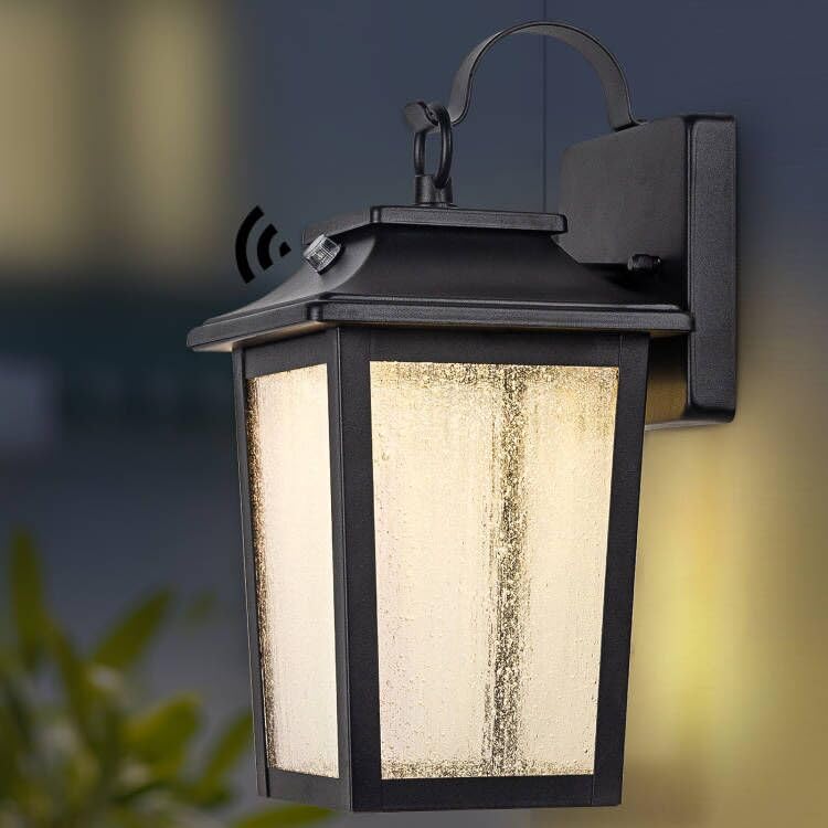 LED Dusk to Dawn Outdoor Wall Lantern with Sensor - Exterior Porch Lighting Fixtures, Black Outside Wall Mount Sconce with 13W 3
