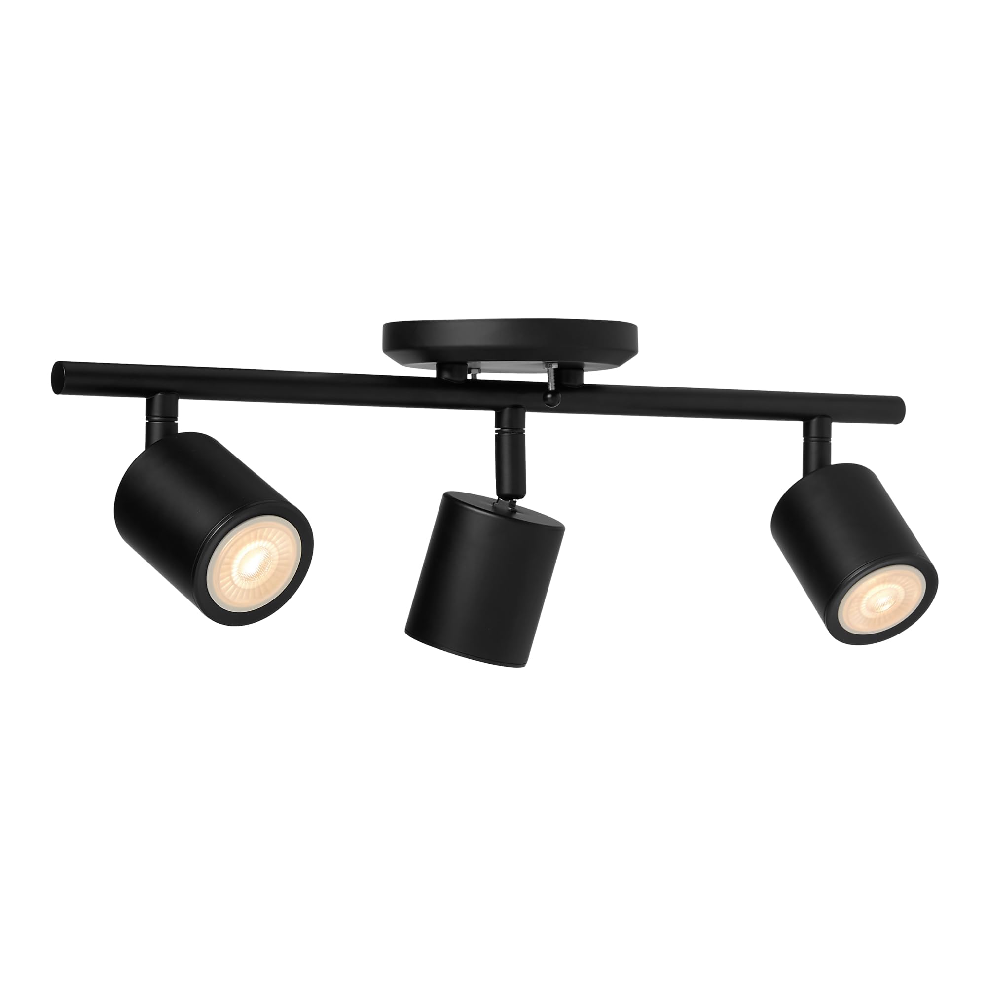 Amazon Basics 3-Light Track Lighting Kit, Dimmable, Adjustable Rotating Heads, GU10 MR16 LED Bulbs Included, 19.9L x 5.1W x 6.65