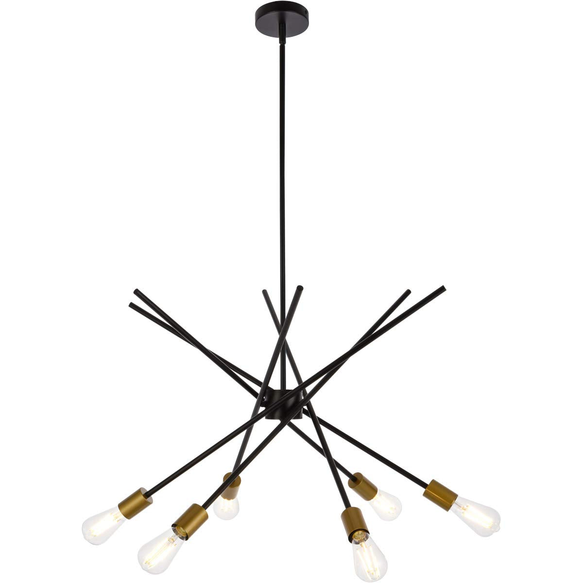 Living District Indoor Modern Home Decorative Bright Ceiling Armin 6 Lights Pendant in Black with Brass