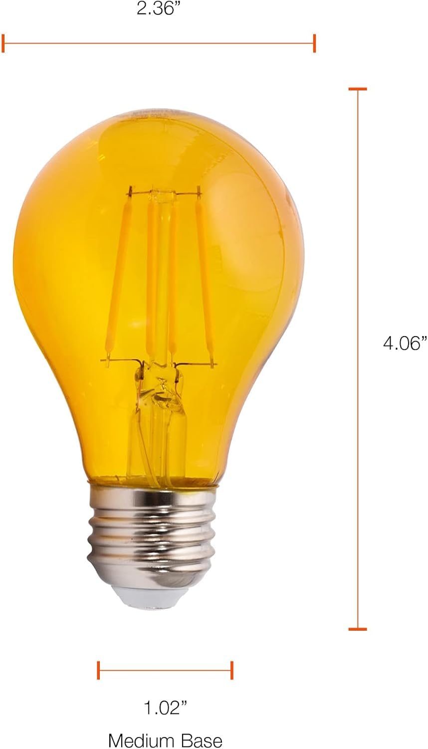 Ledvance Sylvania A19 Dimmable Yellow Glass Filament Light Bulb, 4.5W, E26 Base, 1 Pack