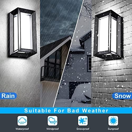 LEDMO Outdoor Wall Lights - 1800LM Matte Black Aluminum - IP65 Waterproof - 4 Pack - Modern Christmas Lighting, 6000K