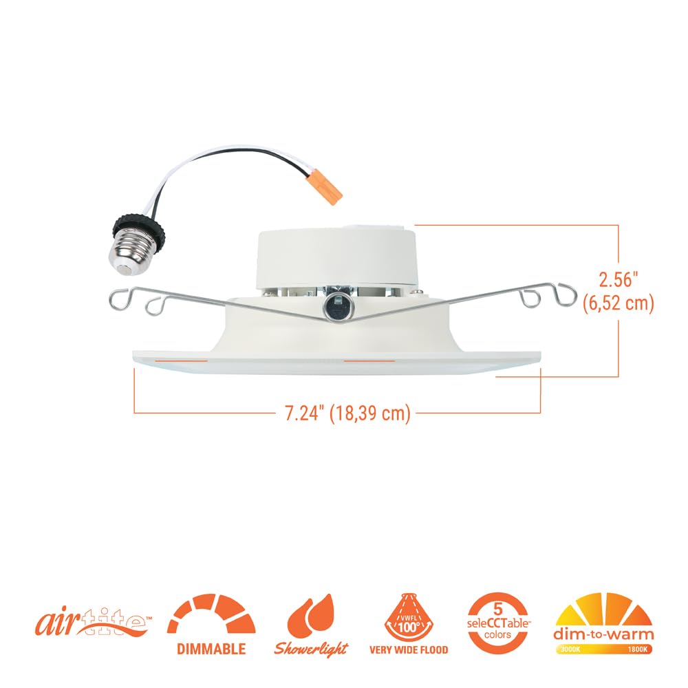 Halo Rl Night Light 5/6 Inch Recessed Led Trim, Retrofit Module, 1000-Lumens, Selectable Cct 2700K, 3000K, 3500K, 4000K, 5000K W