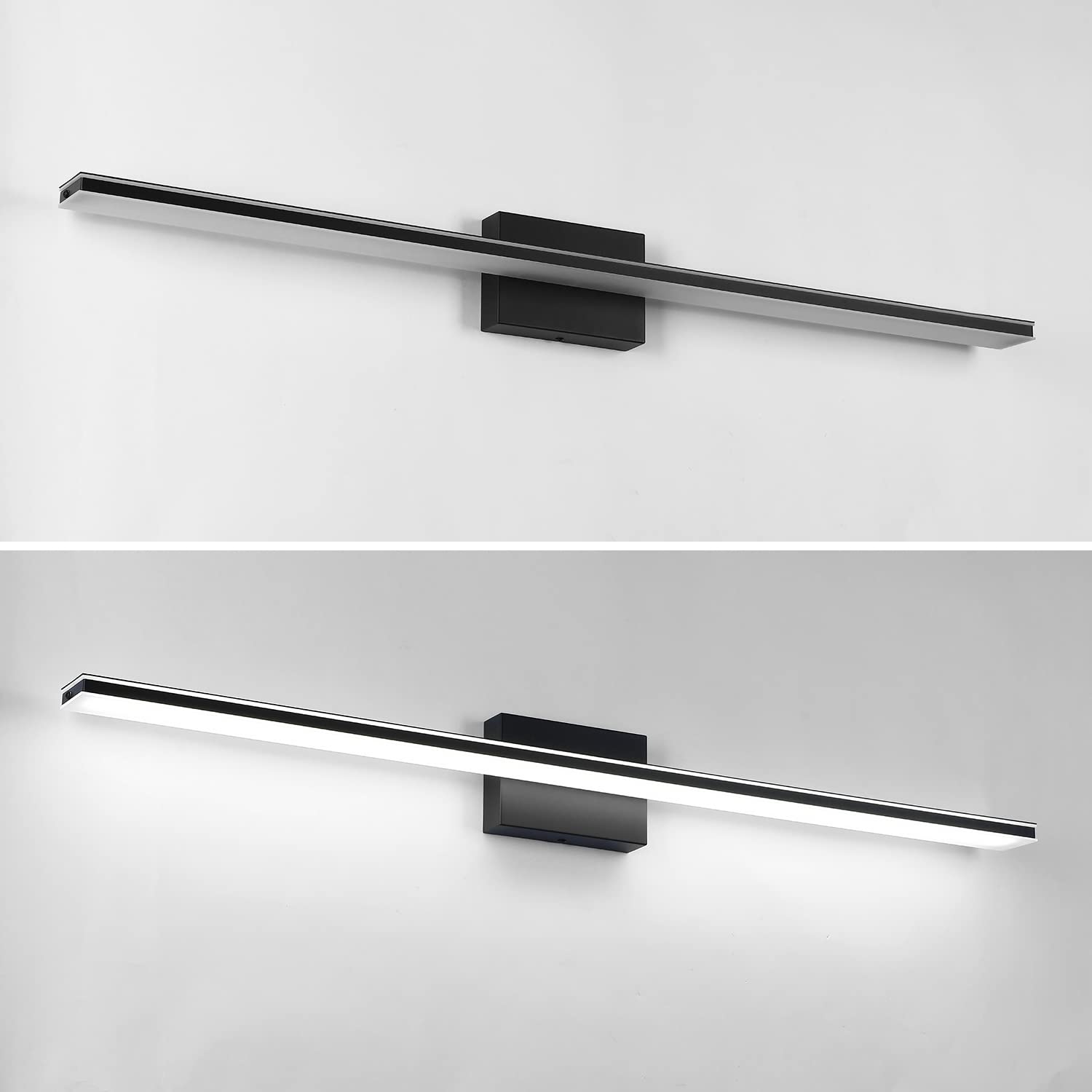 BRIVOLART LED Bathroom Light Fixture 28W, 40in Matte Black Wall Light, Model 6420, Metal Construction