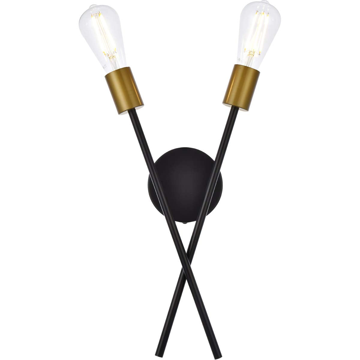Living District Modern Home Decorative Armin 2 Lights Wall Sconce in Black with Brass