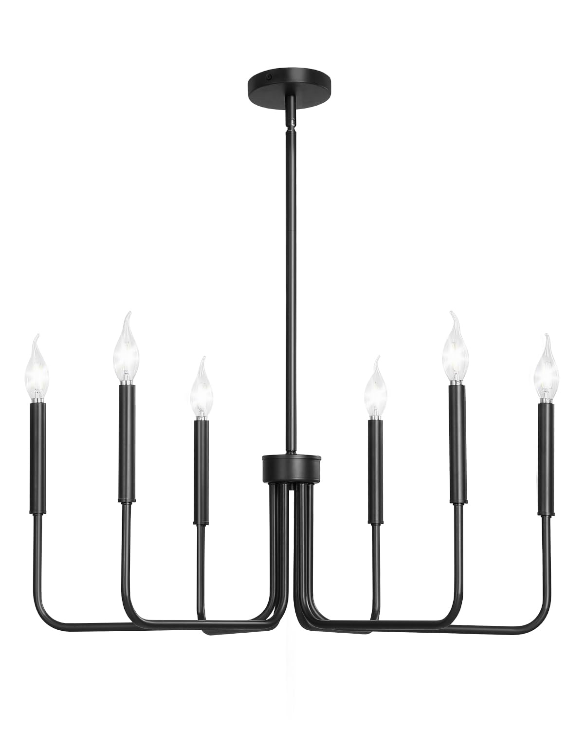 VEVOR 6-Light Chandelier, Metal Farmhouse Chandelier, Adjustable Height, Dining Room Hanging Light Fixture for Ceilings, Modern