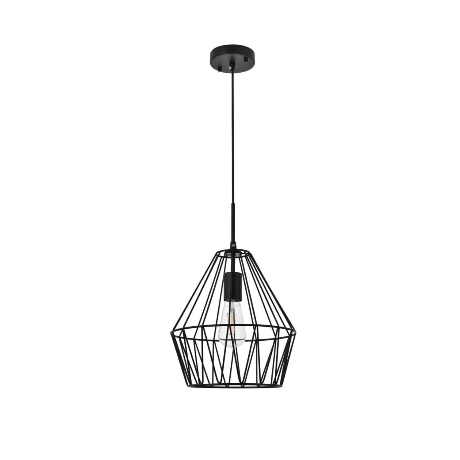 Living District Candor 1-Light Mid-Century Metal Pendant In Black