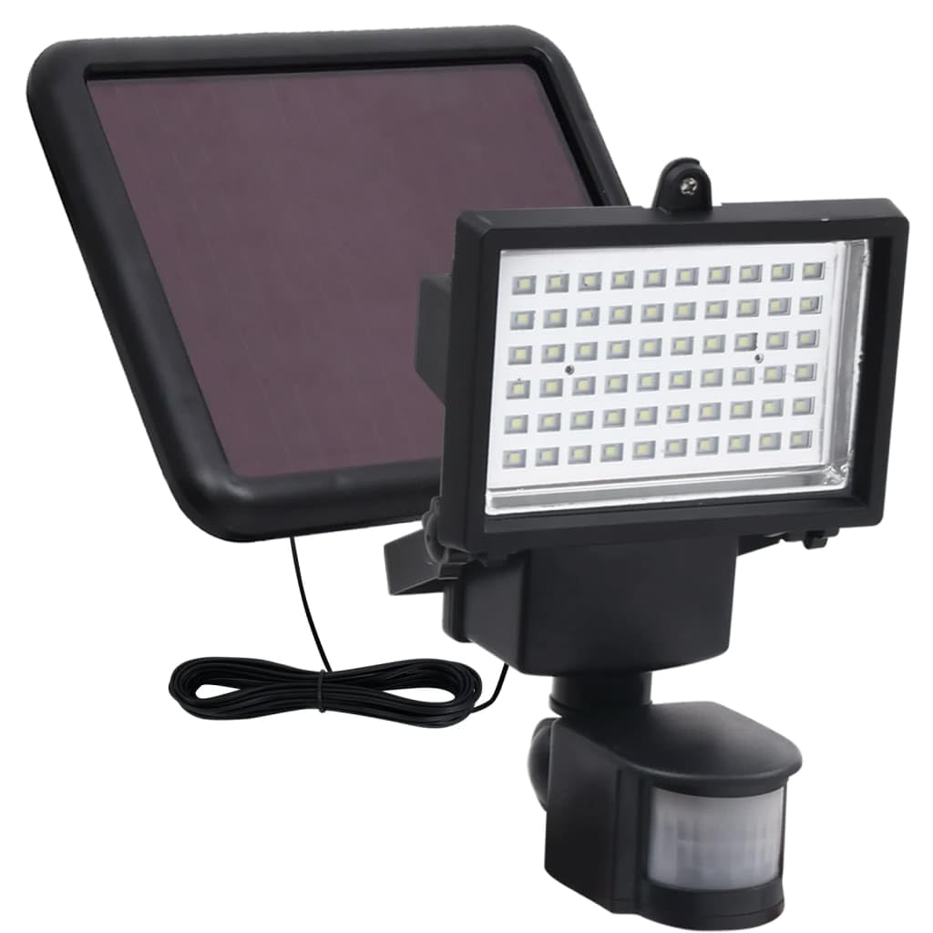 vidaXL Solar Powered LED Spotlight, Motion Activated, Black, Medium, Aluminum and Steel Frame, Model 315693