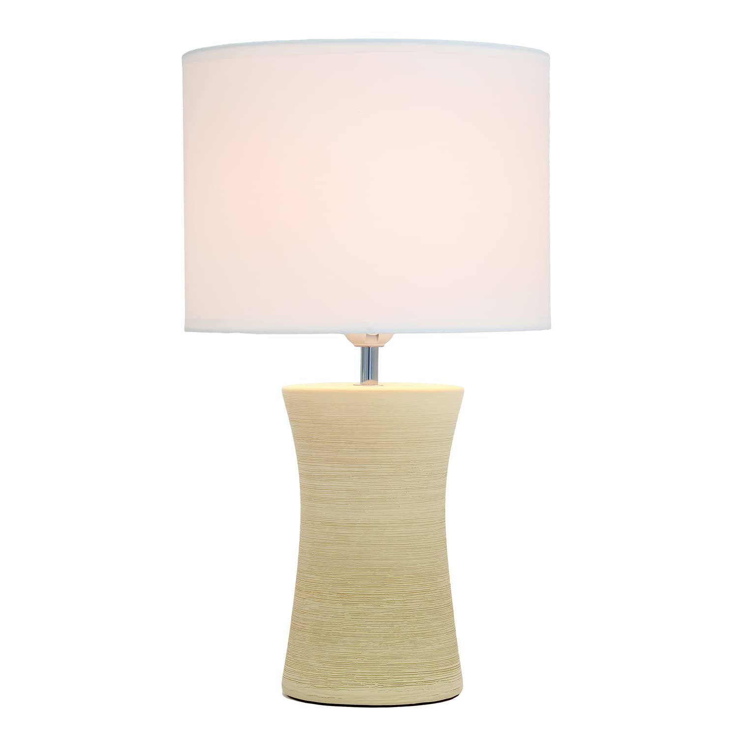 Simple Designs Ceramic Hourglass Table Lamp, 9.5inL x 9.5inW x 16.5inH, Beige, Model LT2099-BGE