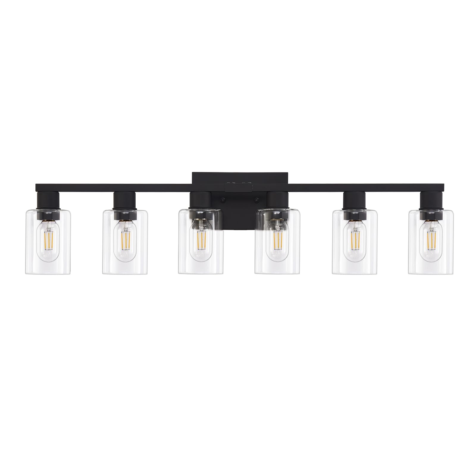 DIDUIO 6 Light Bathroom Vanity Light, Matte Black Vanity Light Fixtures, Large Vanity Lights for Bathroom, Farmhouse Light Fixtu