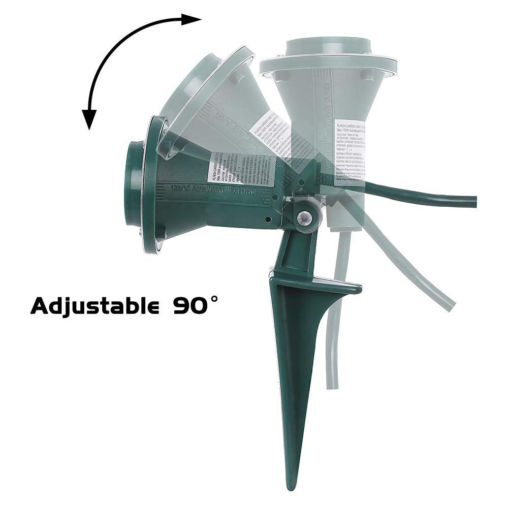 AizzKry Outdoor Spotlight, Durable Floodlight Fixture, Weather Resistant, 2-Pack, Green, 120V, PAR38 Bulb Base, ETL Listed