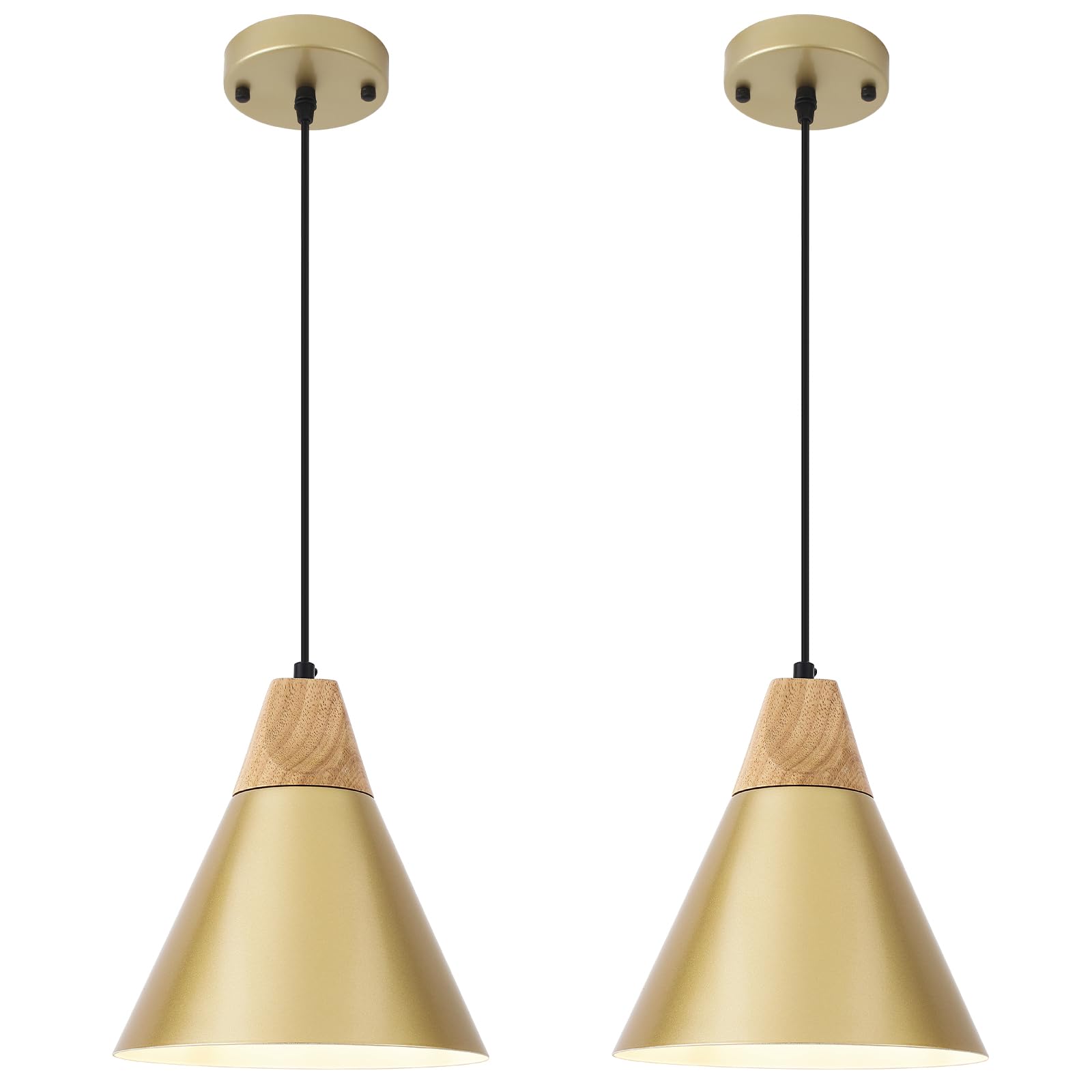 Sesiment Farmhouse Pendant Light 2 Packs 9.4Inches- Gold Pendant Lighting  Industrial Pendant Light  Kitchen Pendant Lights For Office  Bedroom  Living Room  Kitchen Island