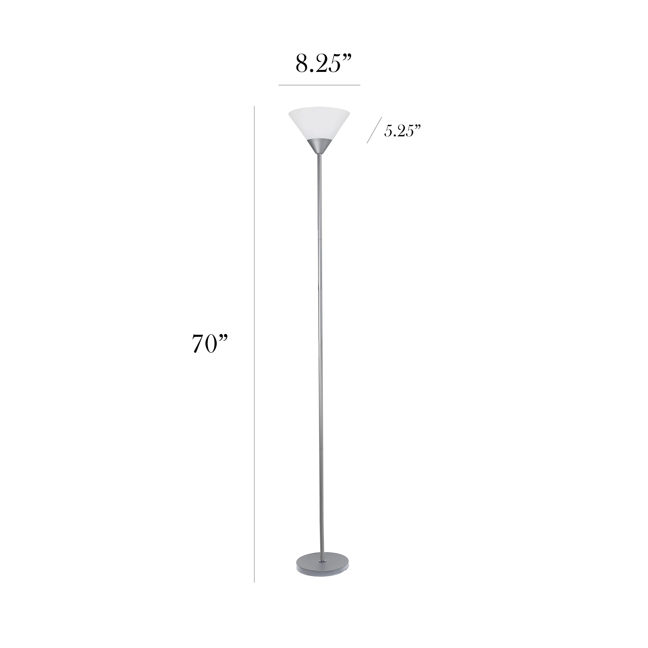 Simple Designs Lf1011-Slv 1 Light Torchiere Stick Floor Lamp, Silver