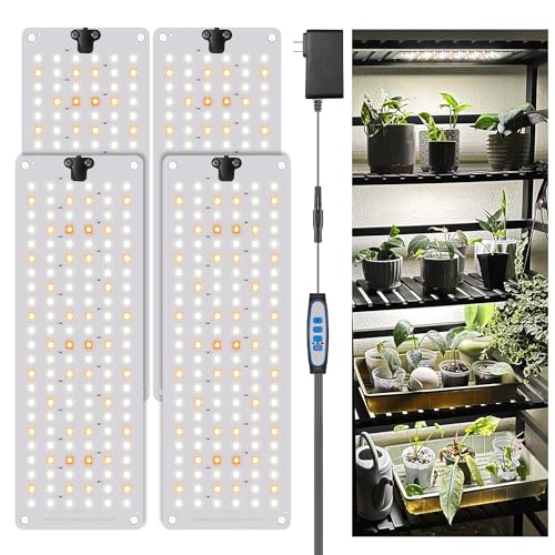 Garpsen Grow Light, 6000K Full Spectrum Plant Lights For Indoor Growing With Auto Timer 6/12/16H, 5 Dimmable Levels & 3 Color Modes, 552 Leds Grow Lamp Panel For Seed Starting, Veg And Bloom(4Panels)