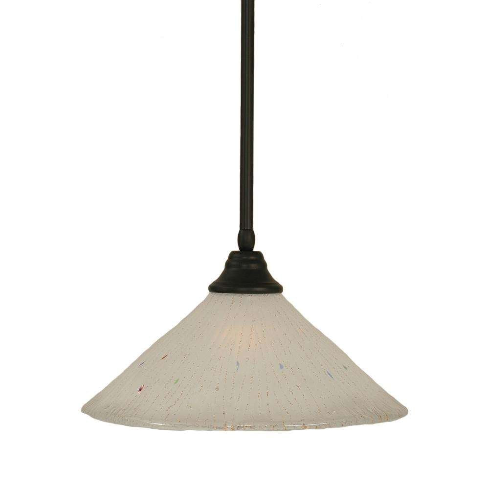 Toltec Lighting 26-Mb-711 Stem Pendant With Hang Straight Swivel With 16&quot; Frosted Crystal Glass, Matte Black Finish