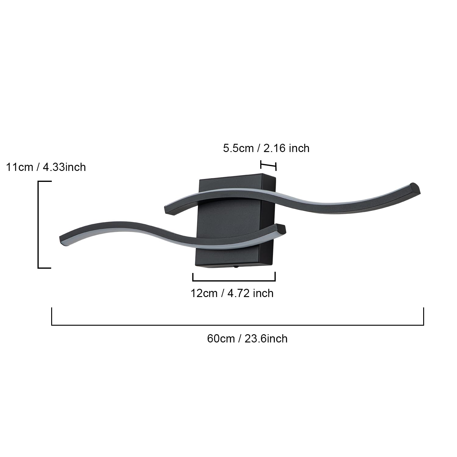 Huoku Dimmable Led Bathroom Vanity Light  24 Inch Modern Black Bathroom Lighting Fixtures Over Mirror Aluminum Wall Sconces Light Fixtures For Living Room Bedroom 6000K White Light