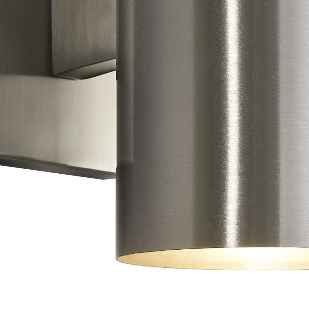 Canarm Night Sky Outdoor Wall Sconce, 1-Light Brushed Nickel, Weather-Resistant Metal Lantern, Model IOL211BN
