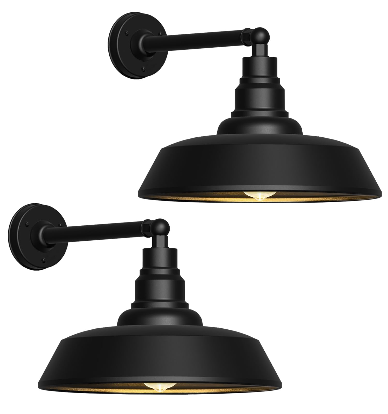 Franing 21 Large Gooseneck Outdoor Barn Lights - Large gooseneck Outdoor Light fixtures with Straight arms  Farmhouse Black Exterior Wall Light fixtures  Garage Porch Wall Light fixtures 2-Pack