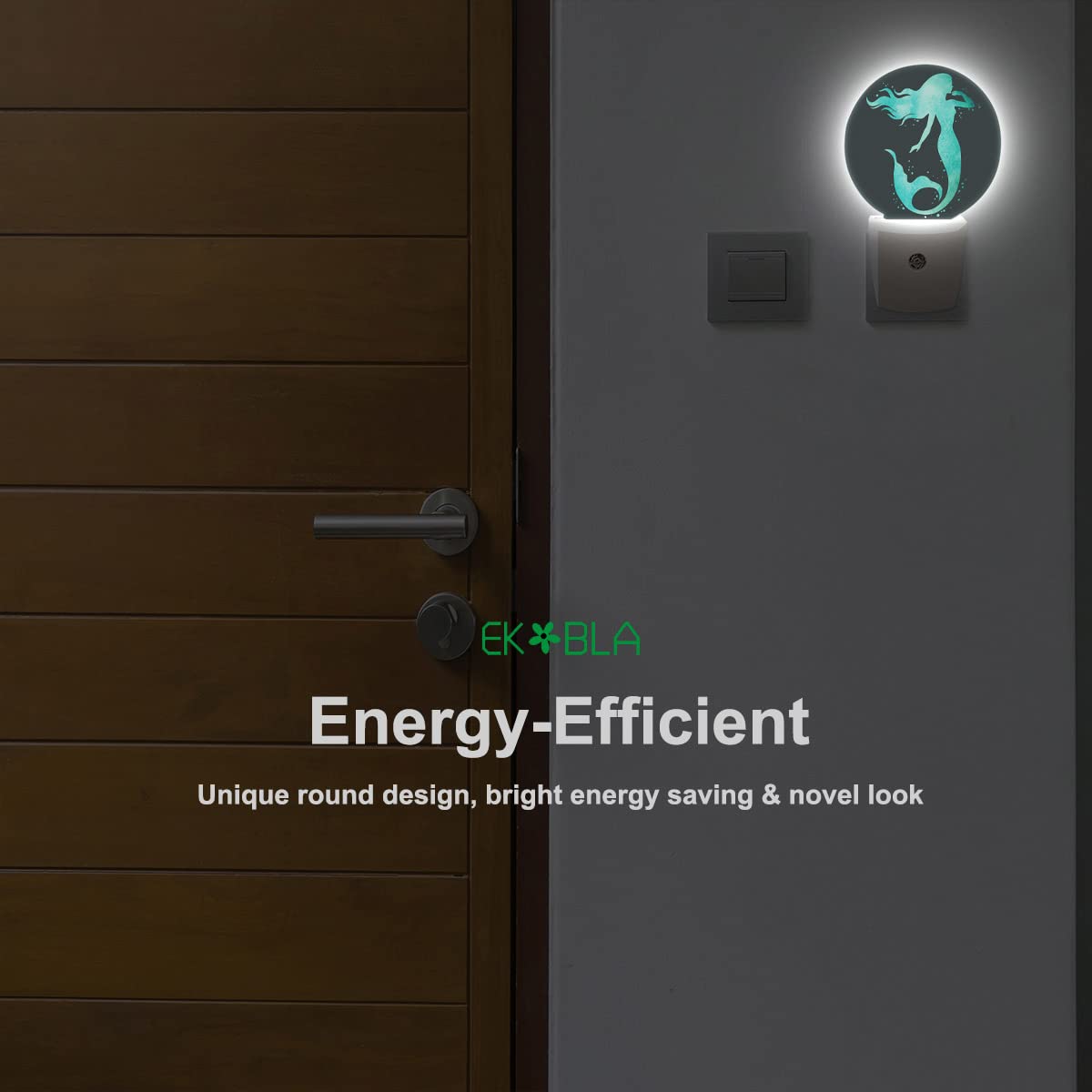 Ekobla Mermaid Led Night Light Green Fish Scales Night Lights Plug Into Wall Home Auto Sensor Led Dusk To Dawn Light For Teens G