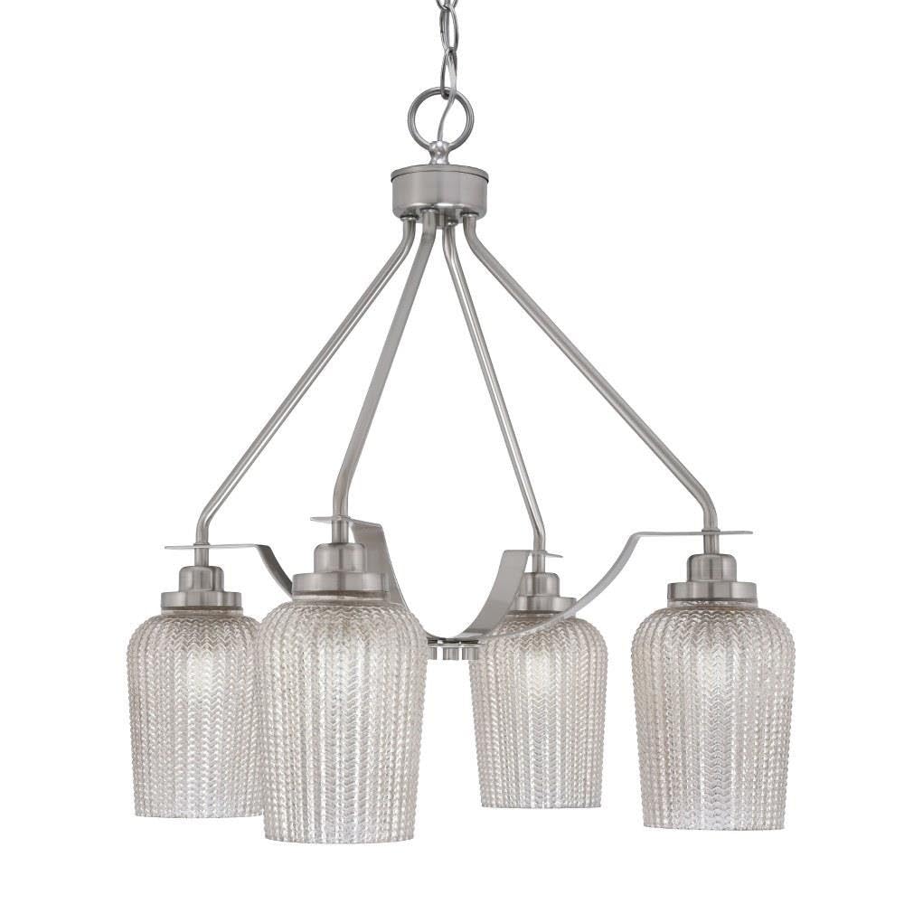 Toltec Lighting 2604-Bn-4253 Odyssey - 3 Light Downlight Chandelier-23.75 Inches Tall And 19 Inches Wide, Finish Color: Brushed Nickel, Glass Color: Silver Textured