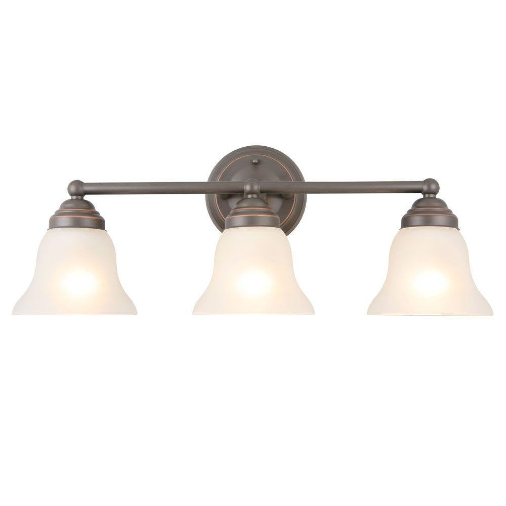 Hampton Bay 3-Light Vanity Fixture, Oil Rubbed Bronze, Full Size, Metal, Model EGM1393A-4/ORB