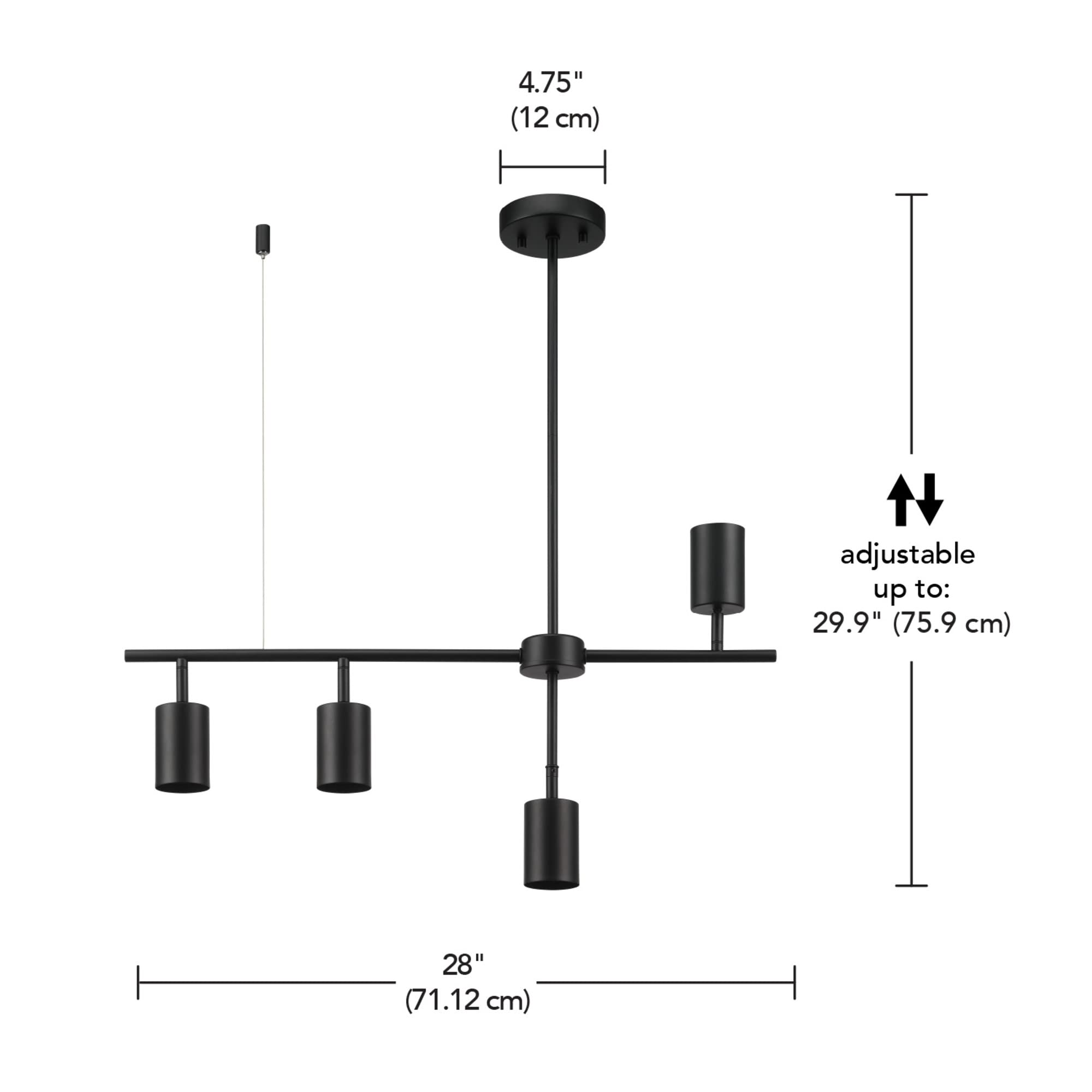 Globe Electric 4-Light Track Lighting Kit, Adjustable Height, Matte Black, GU10 Socket, Model 64000048