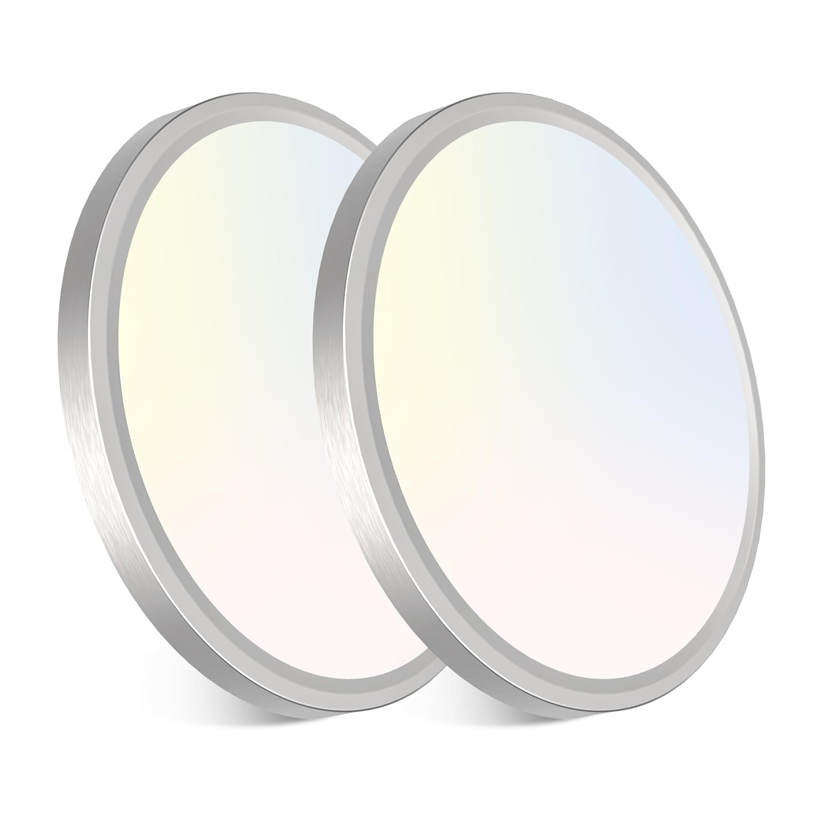 libtit 7 Inch Ceiling Light Fixture, 15W Color Selectable, Ultra-Thin, Brushed Nickel, 2 Pack, Model CLS15A-2